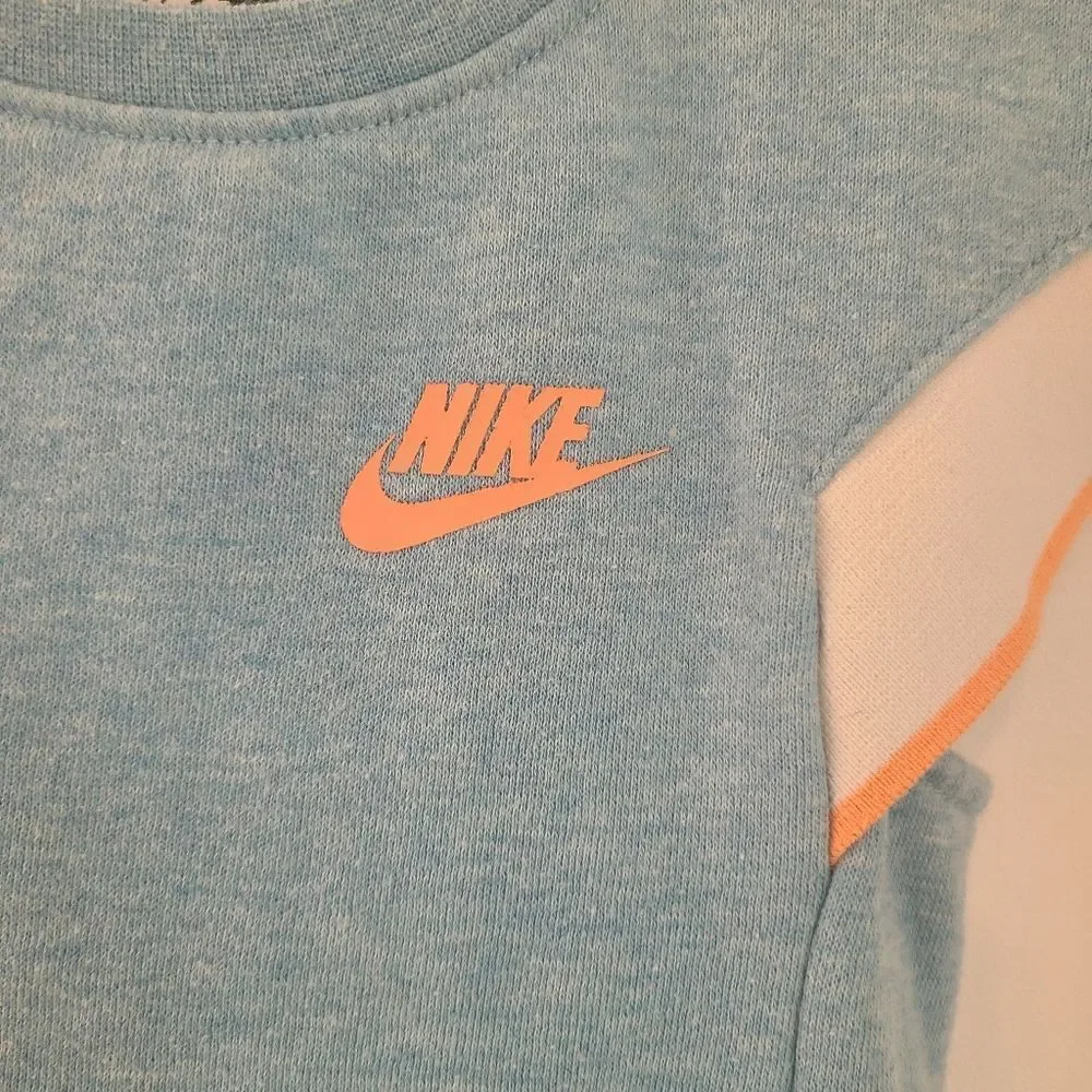 Nike Athletic Dress Kangaroo Pocket Girls Large Blue White Fleece Blend …